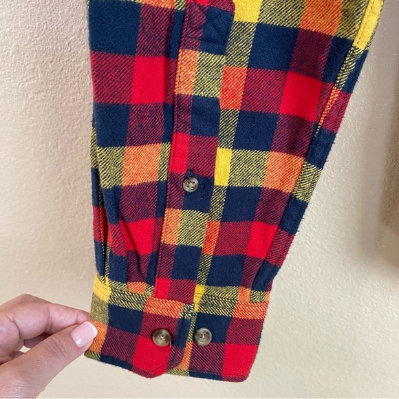 Fjallraven New Size M Skog Slim Fit Heavy Flannel Button Down Shirt Red Yellow - Picture 6 of 10